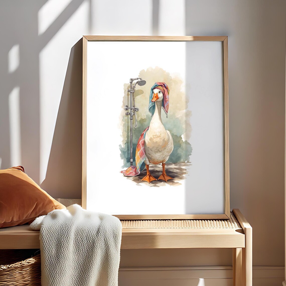 Silly Goose Bathroom Art Print, Cheeky Wall Decor
