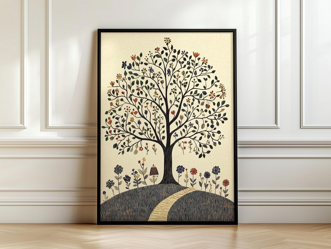 Cool Tree Folk Art Botanical Poster Print - Image 7