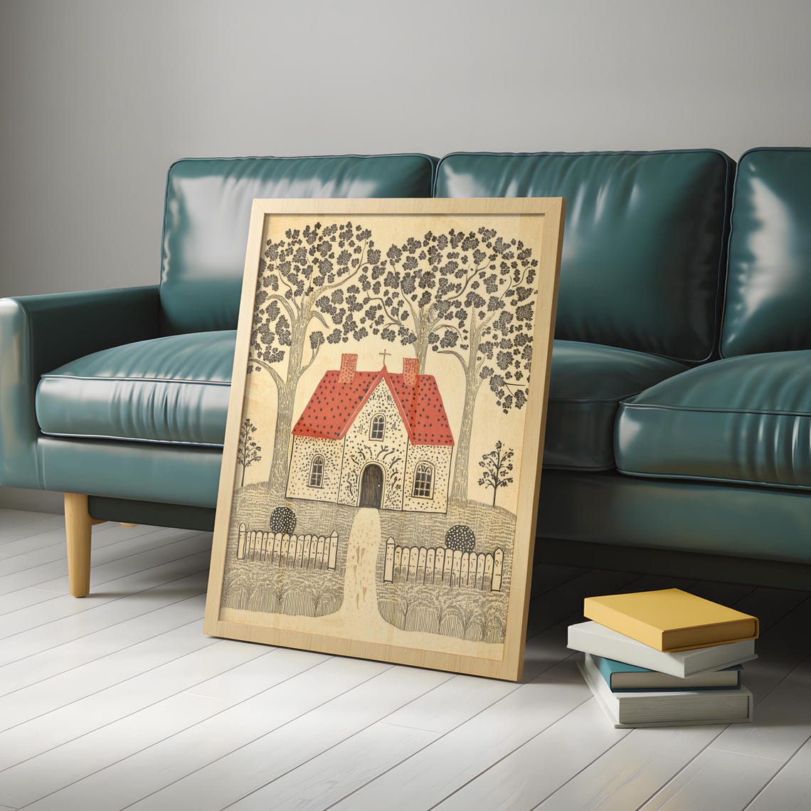 Textile Wall Art Tapestry Inspired Folk Art Poster Prints Neutral Cottagecore Decor Country Small Town - Image 4