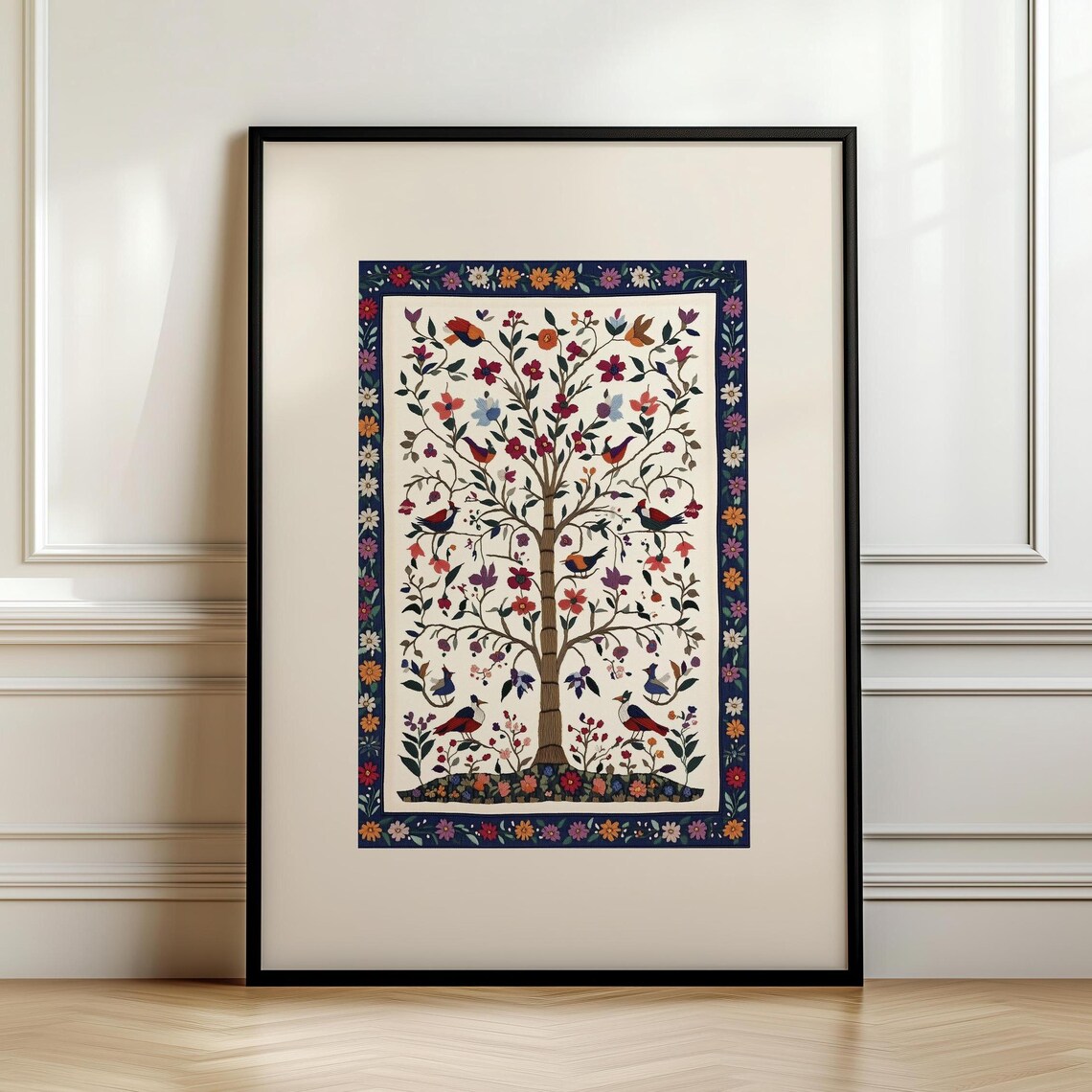 Kashmiri Style Textile Wall Art, Vintage Poster Print