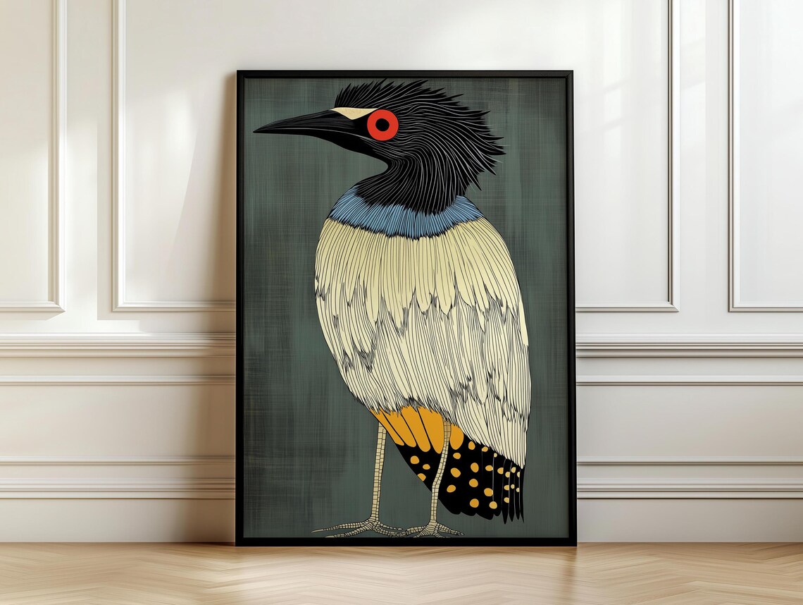 Retro Vintage Heron Art Deco Poster Print - Image 7