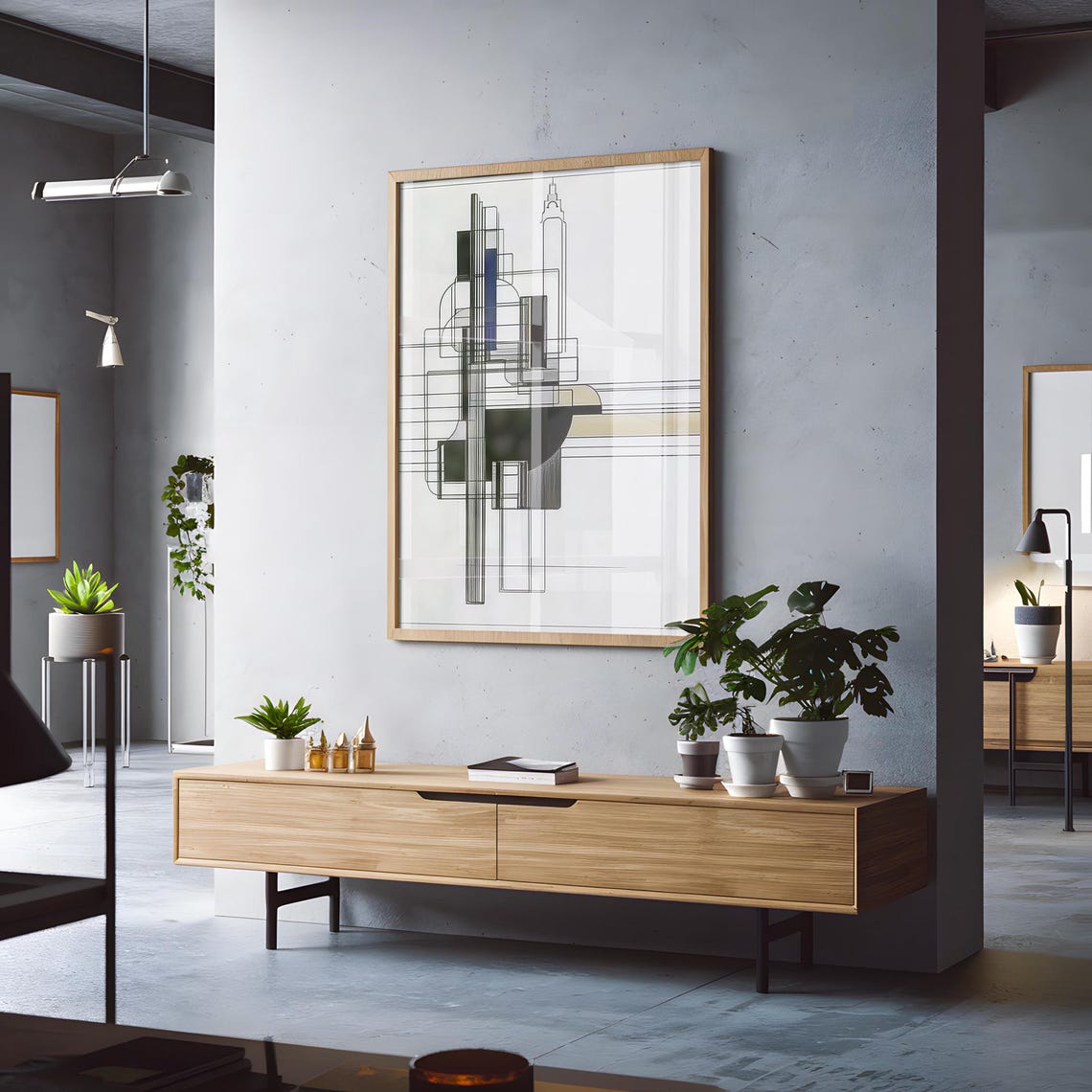Minimalist Architectural Tower Line Drawing in Black Ink Poster - Image 3