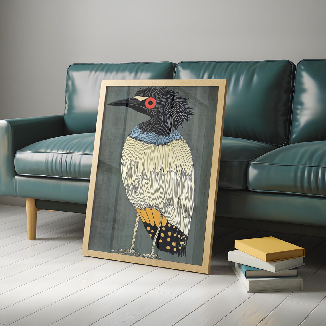 Retro Vintage Heron Art Deco Poster Print - Image 4