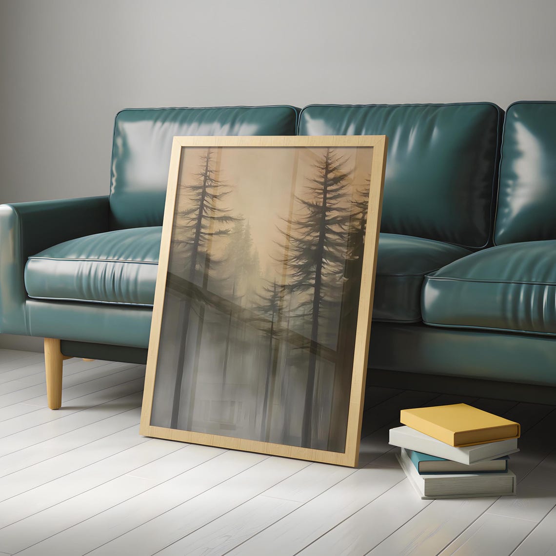Misty Pine Forest at Dawn Dark Academia Moody Landscape Poster - Image 4