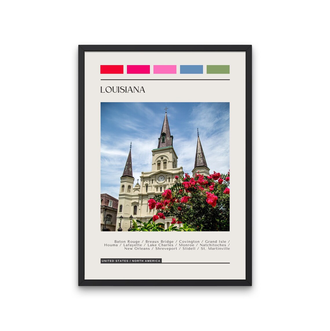 St Louis Cathedral New Orleans Louisiana Historic Travel Art Poster