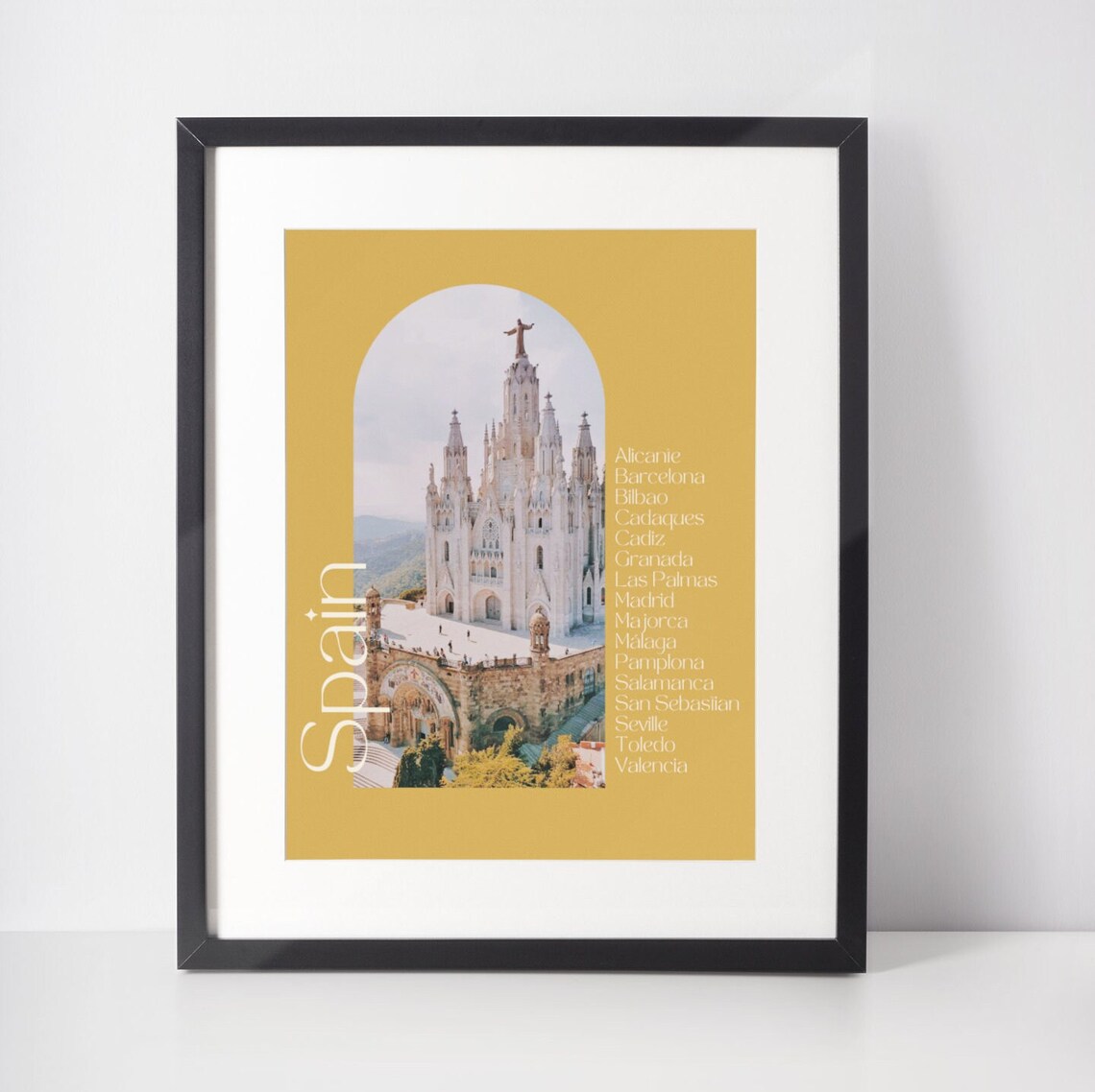 Spain Tibidabo Church Barcelona Arched Travel Poster City List