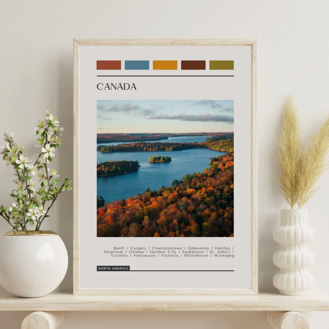 Canada Autumn Lake Fall Forest Color Block Travel Photo Poster