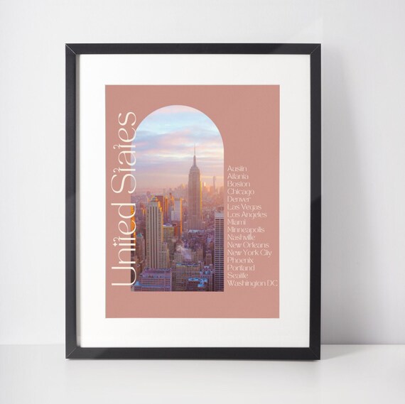 United States New York City Sunset Arched City List Photo Poster