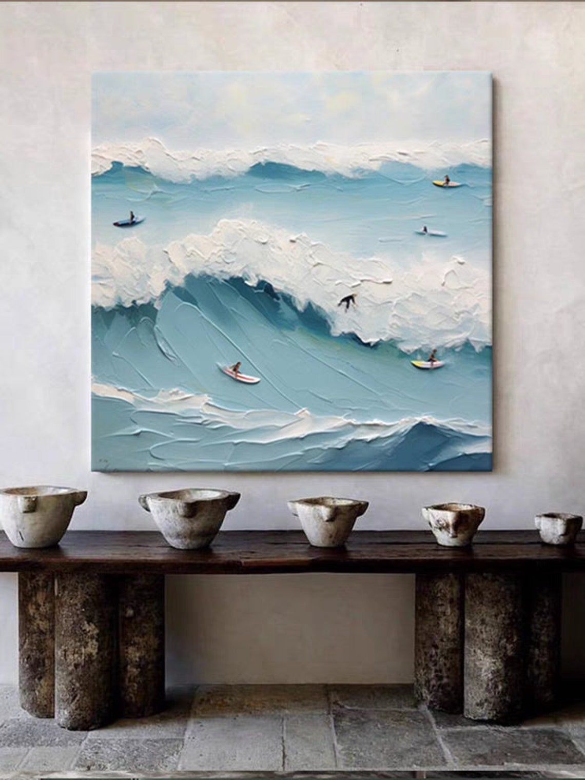 Oversized Sea Waves Texture Acrylic Painting Abstract Ocean Art Surfing Water Sport Personalized Art Gift Custom Artwork For Home - Image 2