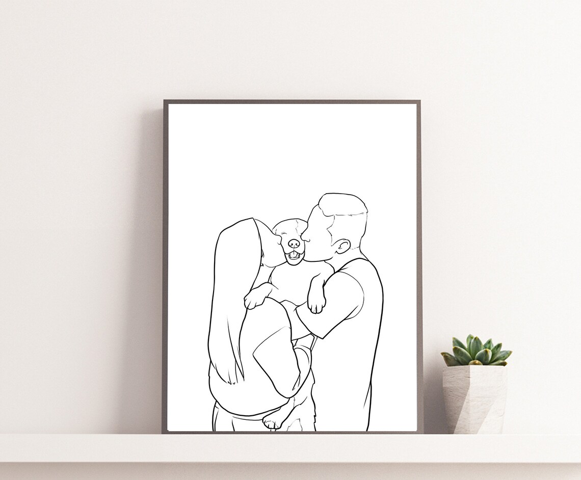 Custom Family Portrait Line Drawing Art Print - Image 2