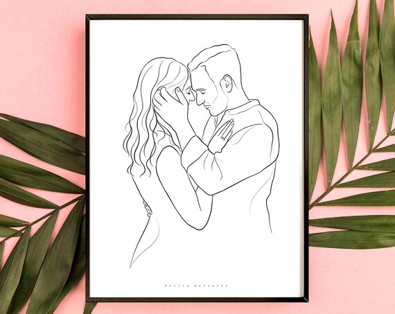 Custom Line Drawing From Photo Line Art Portrait Custom Couple Portrait Family Illustration Faceless Drawing Minimalist Portrait Art