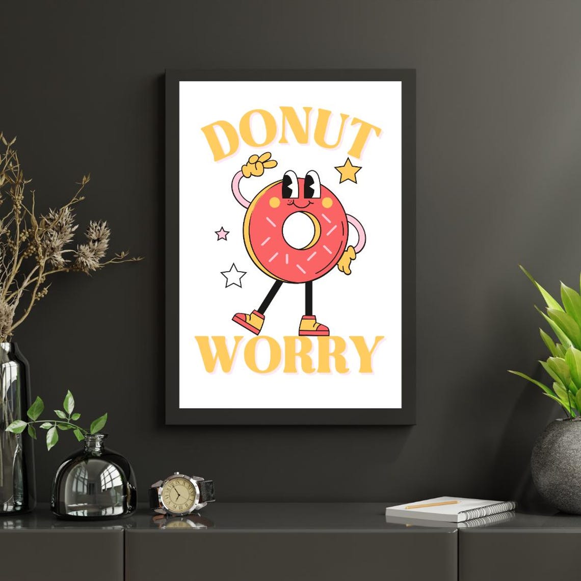 Donut Worry Funny Donut Art Print, Sweet Sayings - Image 2