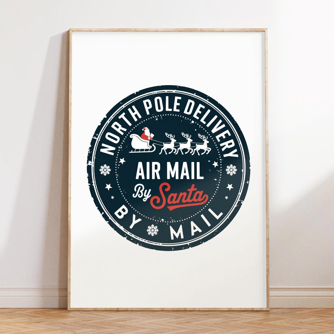 North Pole Delivery Air Mail By Santa Vintage Christmas Art Poster