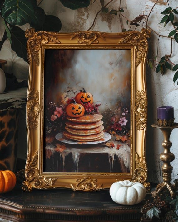 Thanksgiving Pumpkin Pancake Halloween Artfall Kitchen Wall Art Fall Prints Of Pumkin Rustic Print