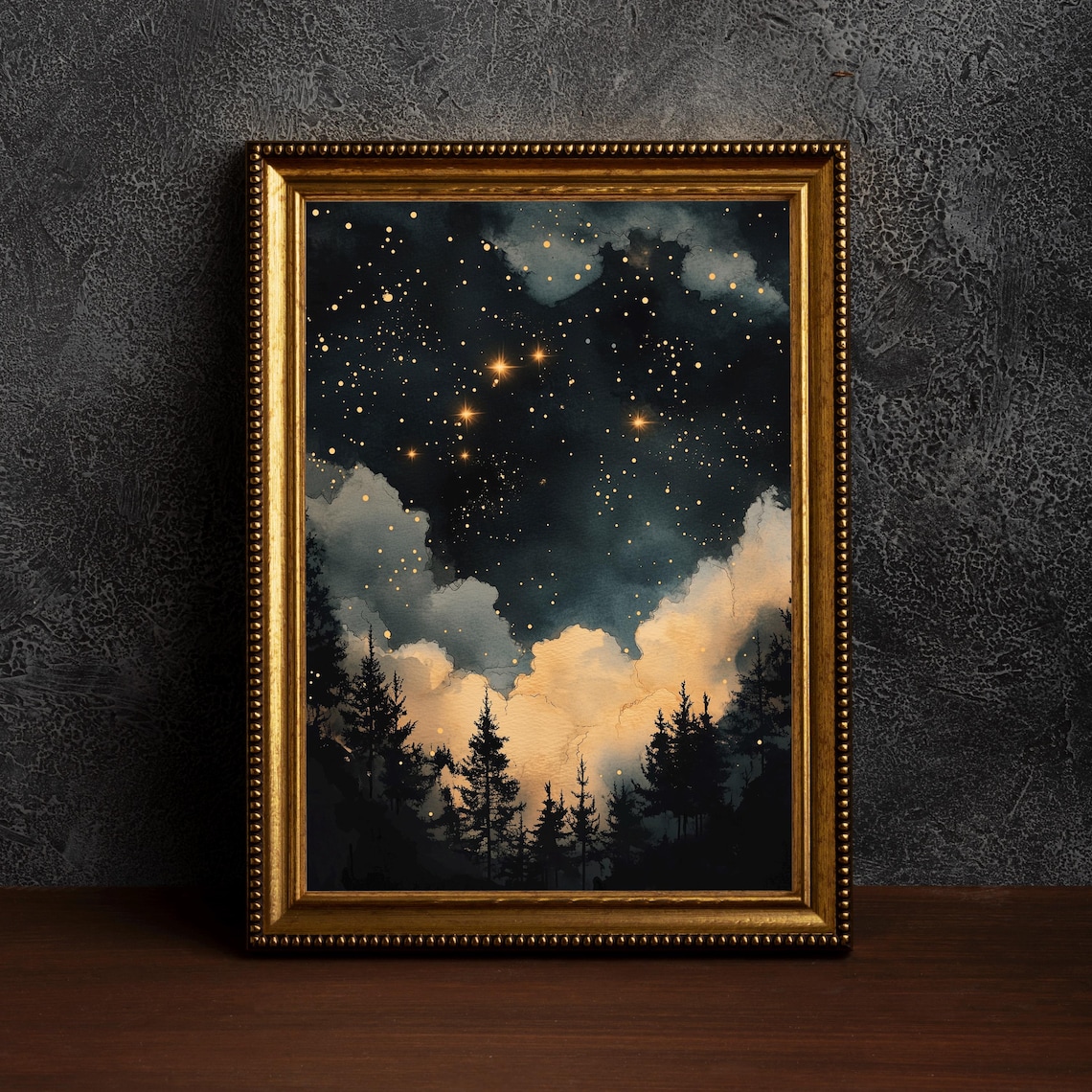 Vintage Celestial Stars Art Print, Dark Academia