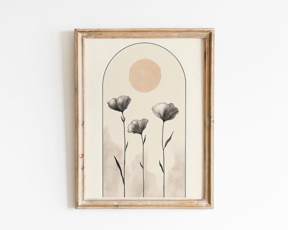 Mystical Folk Artsun Art Postersun Folkbotanical Printflowery Bedroom Decorcottagecore Artmoody Artbohemian Sunflowerssuny
