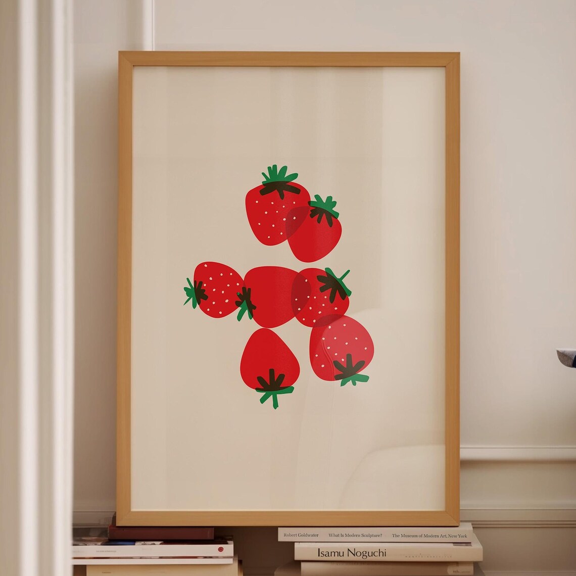 Red Strawberries Bold Botanical Fruit Illustration Art Print