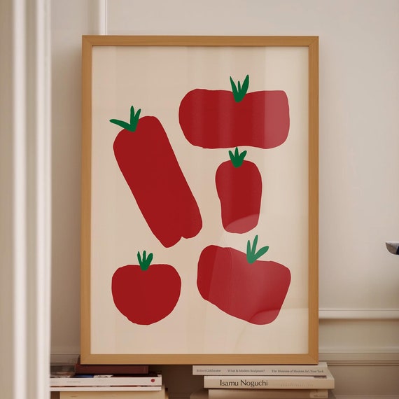 Retro Print Hand Drawn Sketch Kitchen Print Retro Tomato Poster Red Trendy Poster Simple Vegetable Poster Tomato Art Print