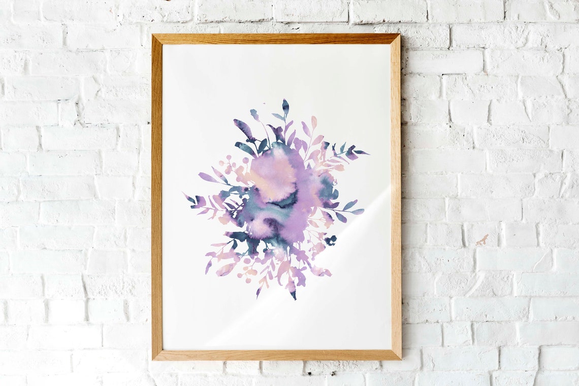 Purple Lavender Watercolor Floral Bouquet Botanical Wall Poster