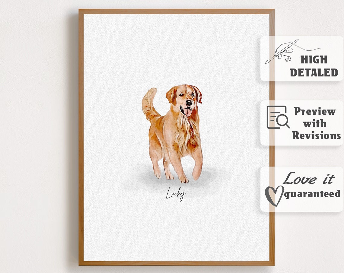 Custom Dog Portrait Watercolor Portrait From Photo Pet Painting Golden Retriever Personalised Dog Memorial Gift Dog Lover Gift Pet Loss