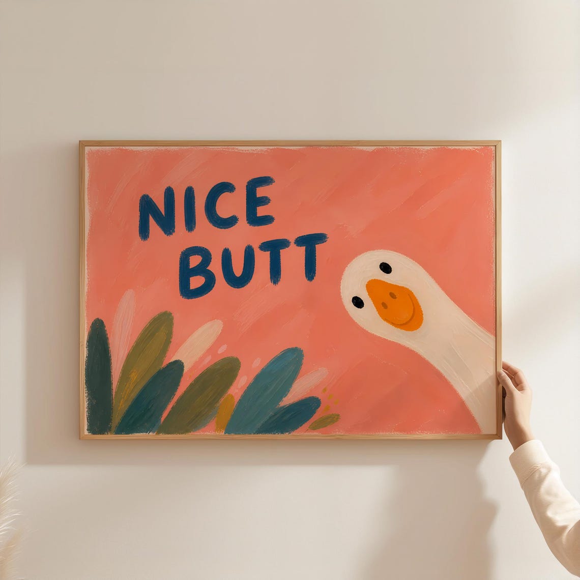 Nice Butt Goose Poster Funny Cheeky Bathroom Hand Lettered Decor