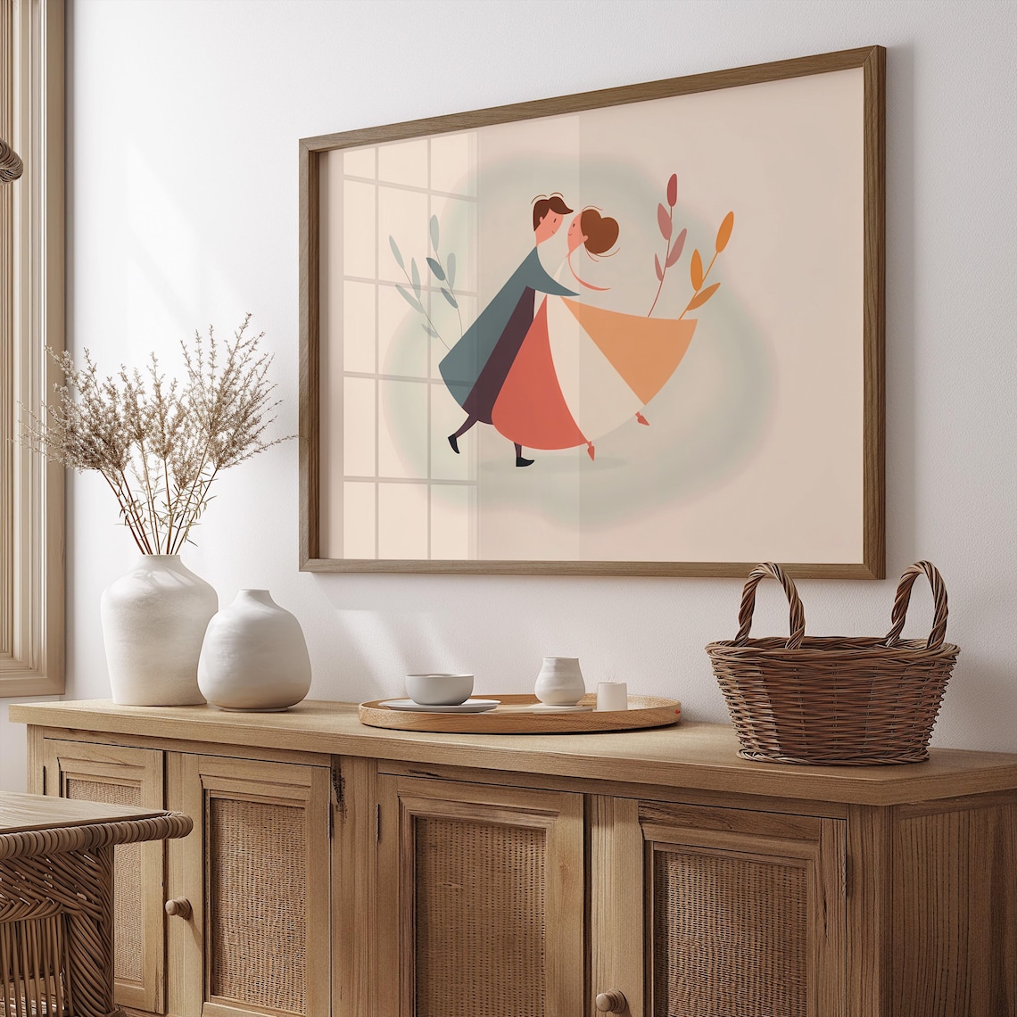 Romantic Couple Poster, Minimalist Boho Lovers