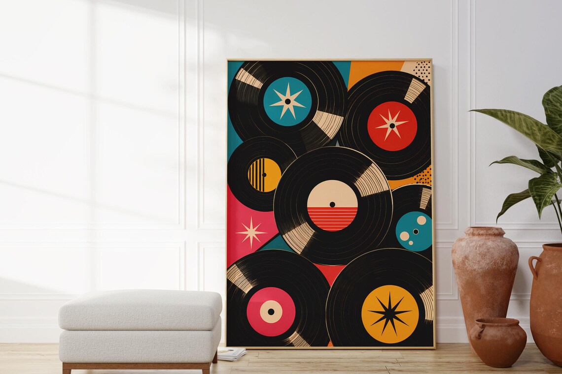 Retro Vinyl Records 70s Music Poster
