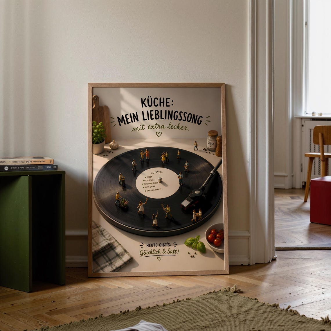 German Kitchen Vinyl Record Miniature Dancing People Music Art Poster