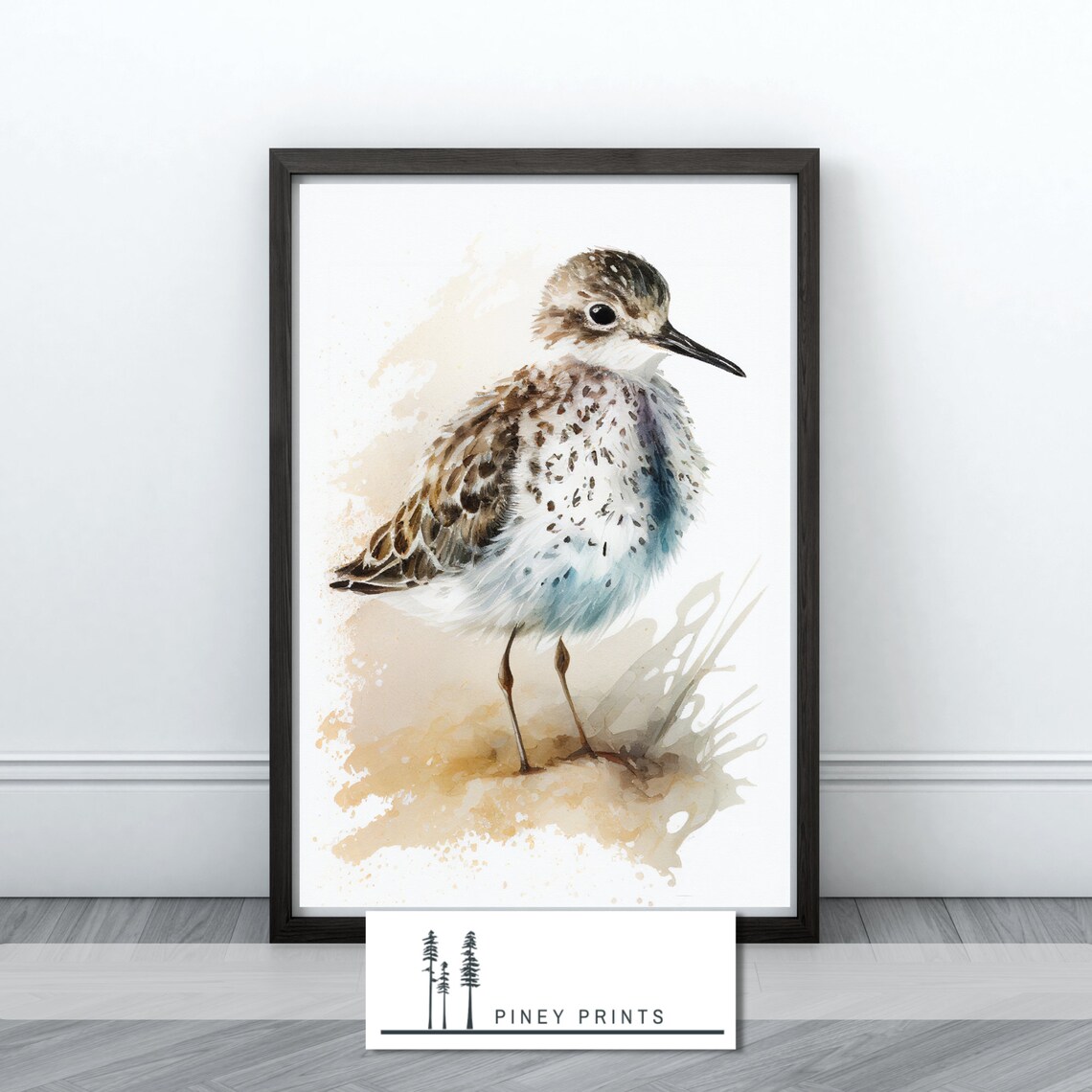 Speckled Sandpiper Shorebird Watercolor Coastal Bird Painting Poster - Image 3