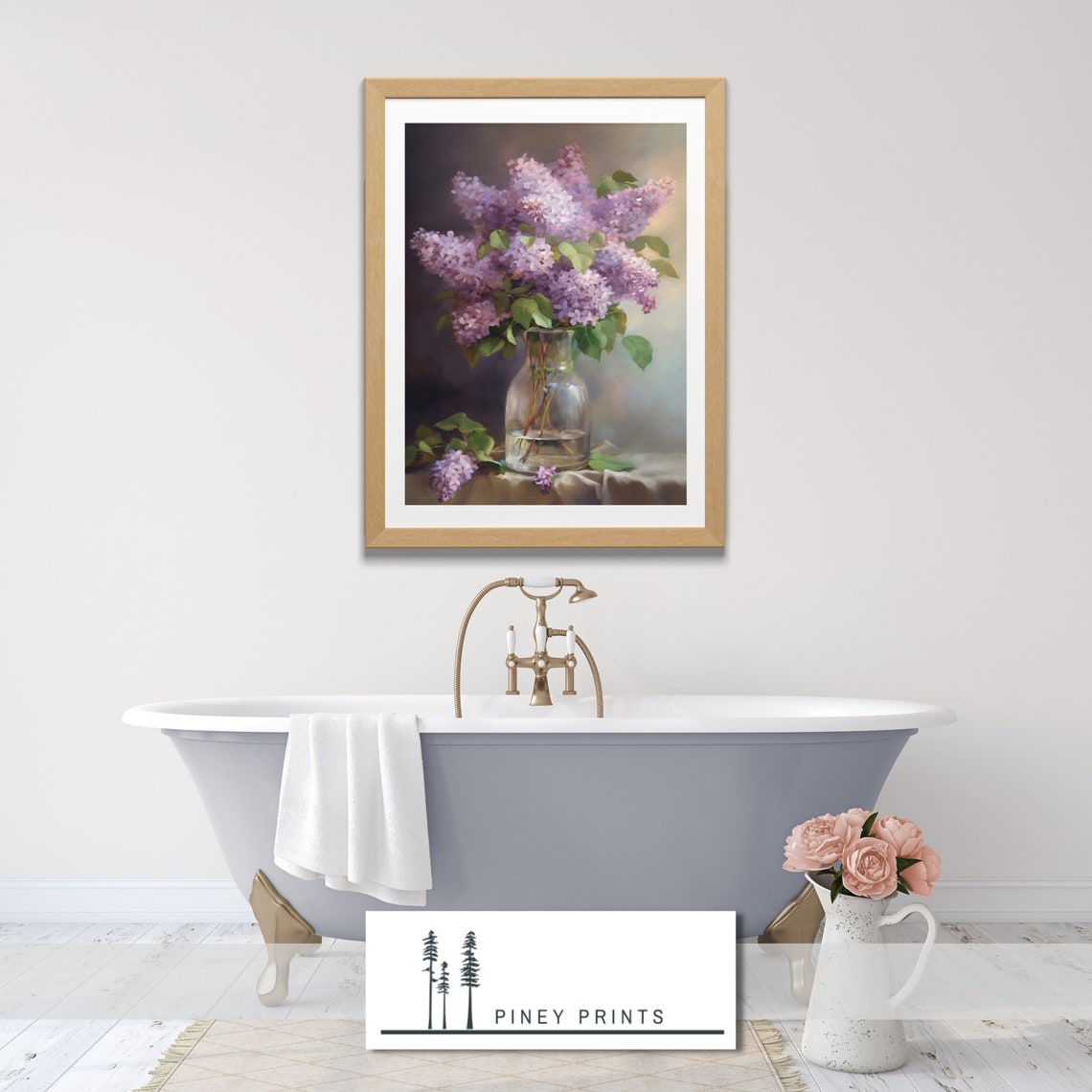 Lilacs In Vase Oil Painting Floral Wall Art For Home Nature Art Purple Lilac Flower French Parisian Decor - Image 2