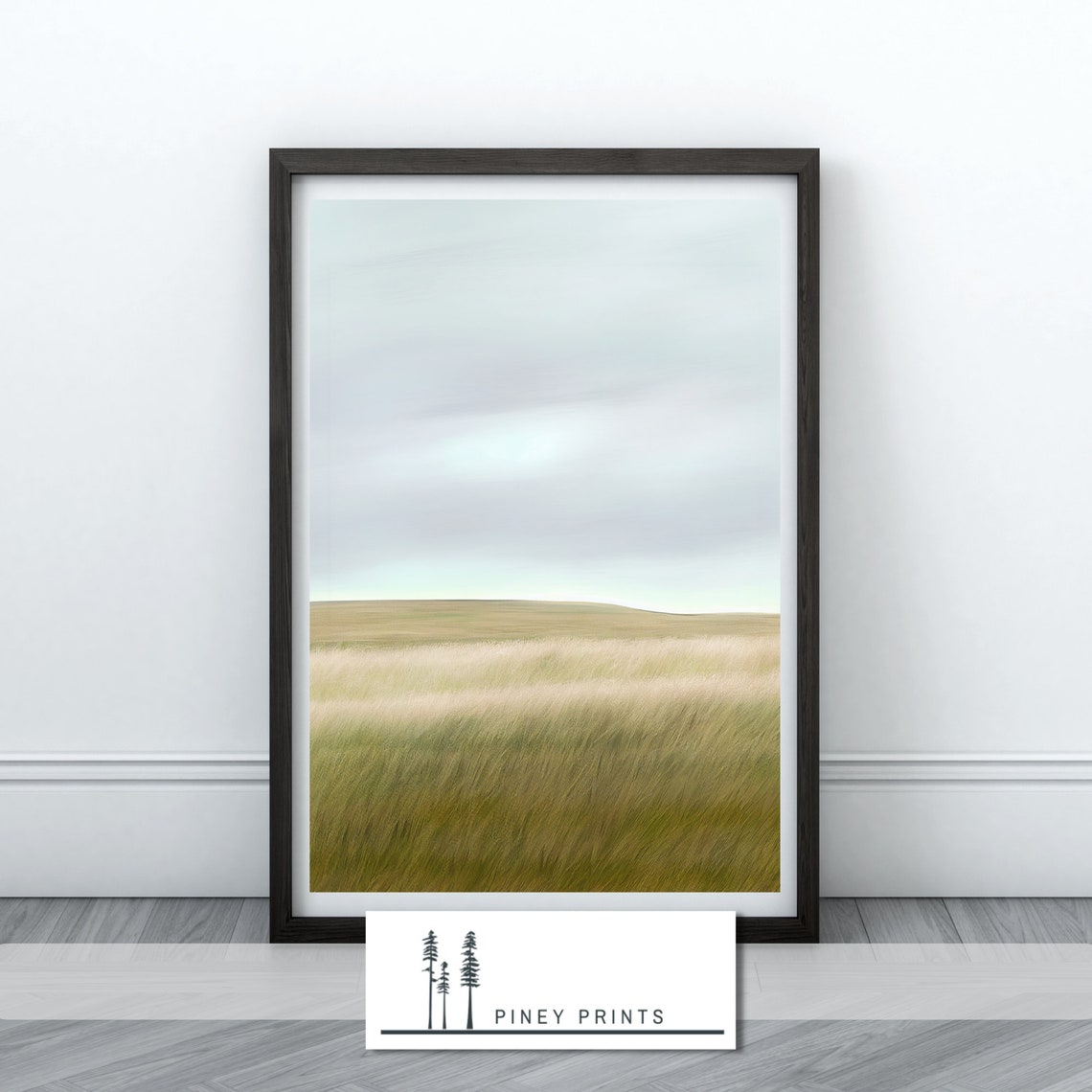 Grassy Meadow Blue Sky Prairie Minimalist Landscape Calm Wall Poster - Image 3