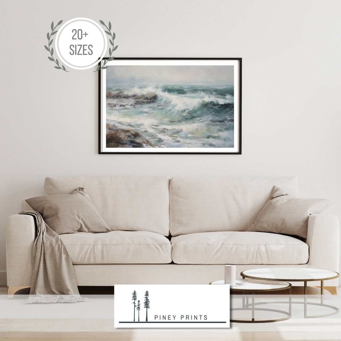 Crashing Ocean Waves On Rocky Shore Abstract Seascape Art Poster - Image 4