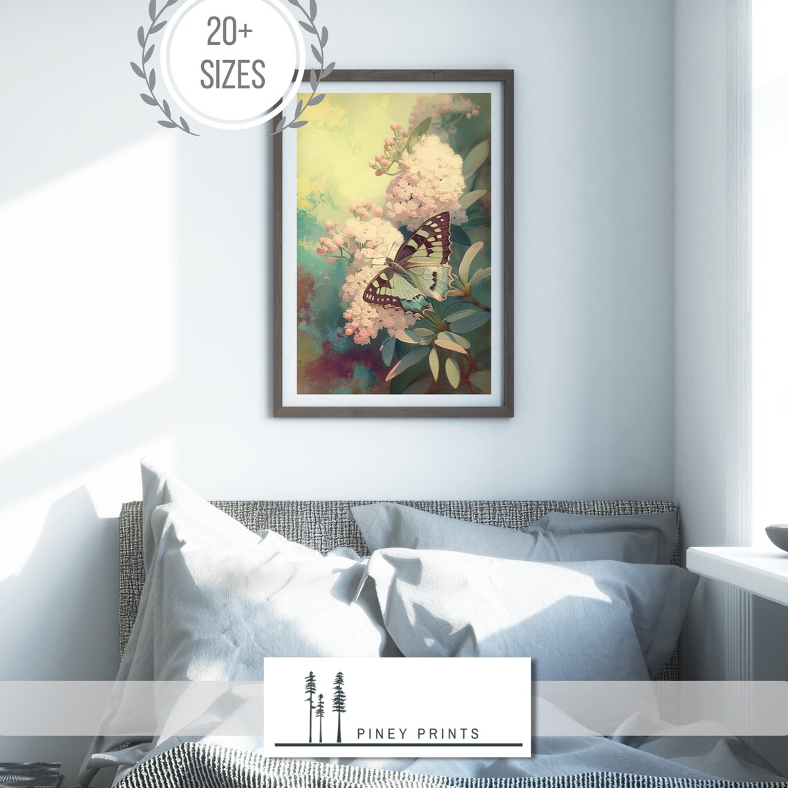 Swallowtail Butterfly Blossom Branch Floral Painting Art Poster - Image 2