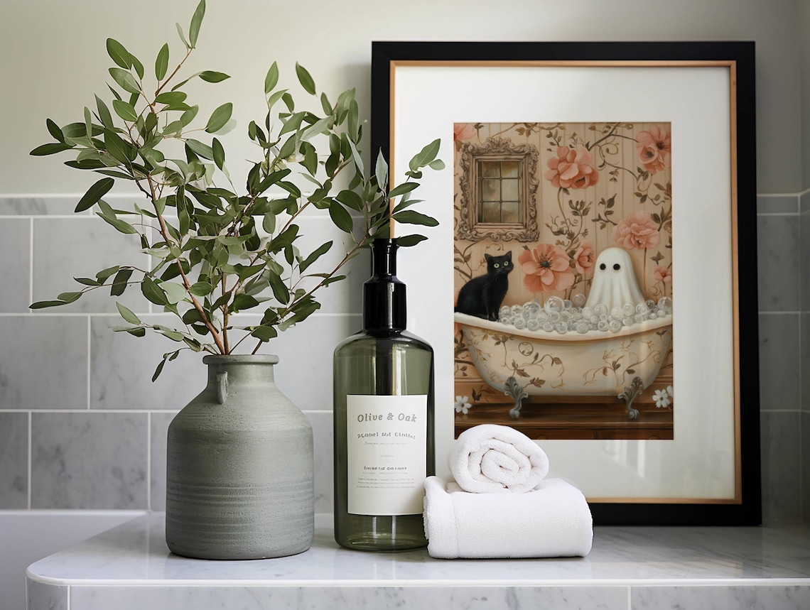 Ghost and Cat in Bathtub, Bathroom Poster - Image 4