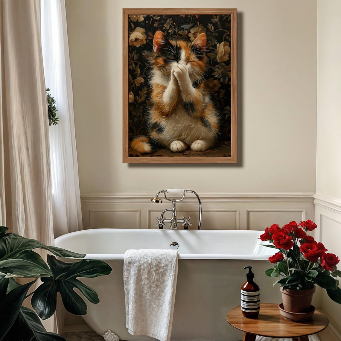 Calico Kitten Covering Its Face with Paws Peekaboo Funny Cat Poster - Image 5