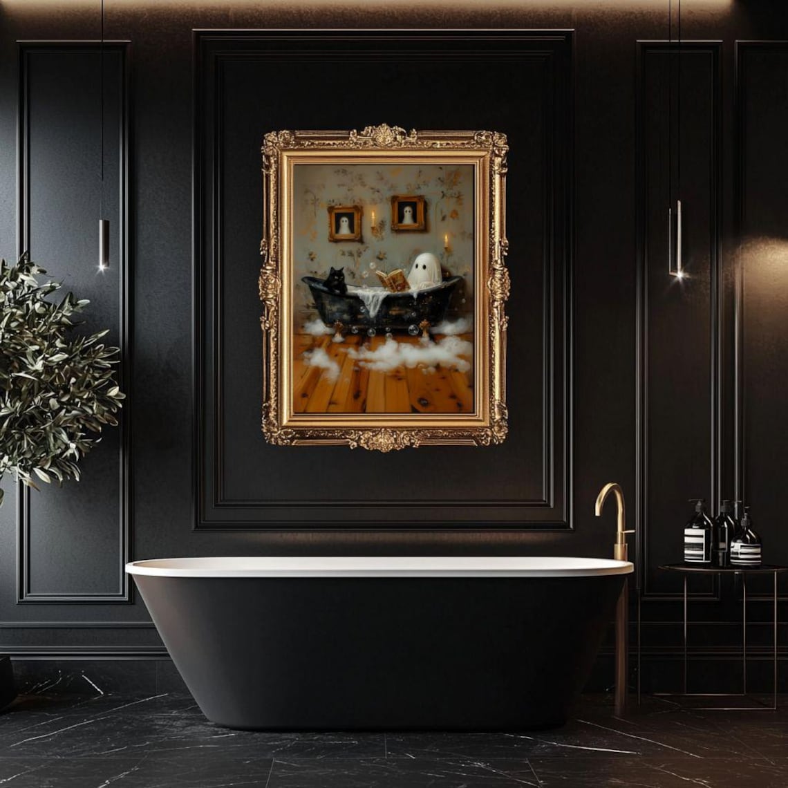 Ghost Reading in Bathtub, Whimsigoth Art Print - Image 6