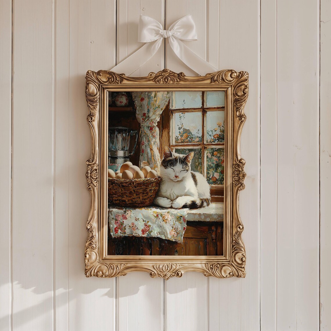 Tabby Cat Farmhouse Kitchen Art Print, Rustic Decor - Image 2