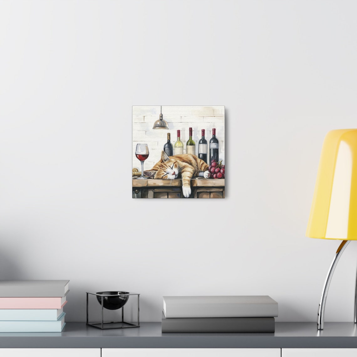 Orange Tabby Cat Sleeping on a Wine Bar Counter Scene Poster - Image 2