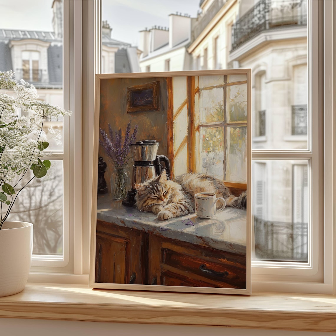 Tabby Cat Coffee Bar Kitchen Decor Poster Print - Image 4