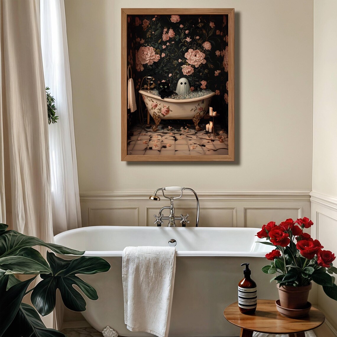 Black Cat And Ghost Bathtub Poster, Whimsigoth - Image 6