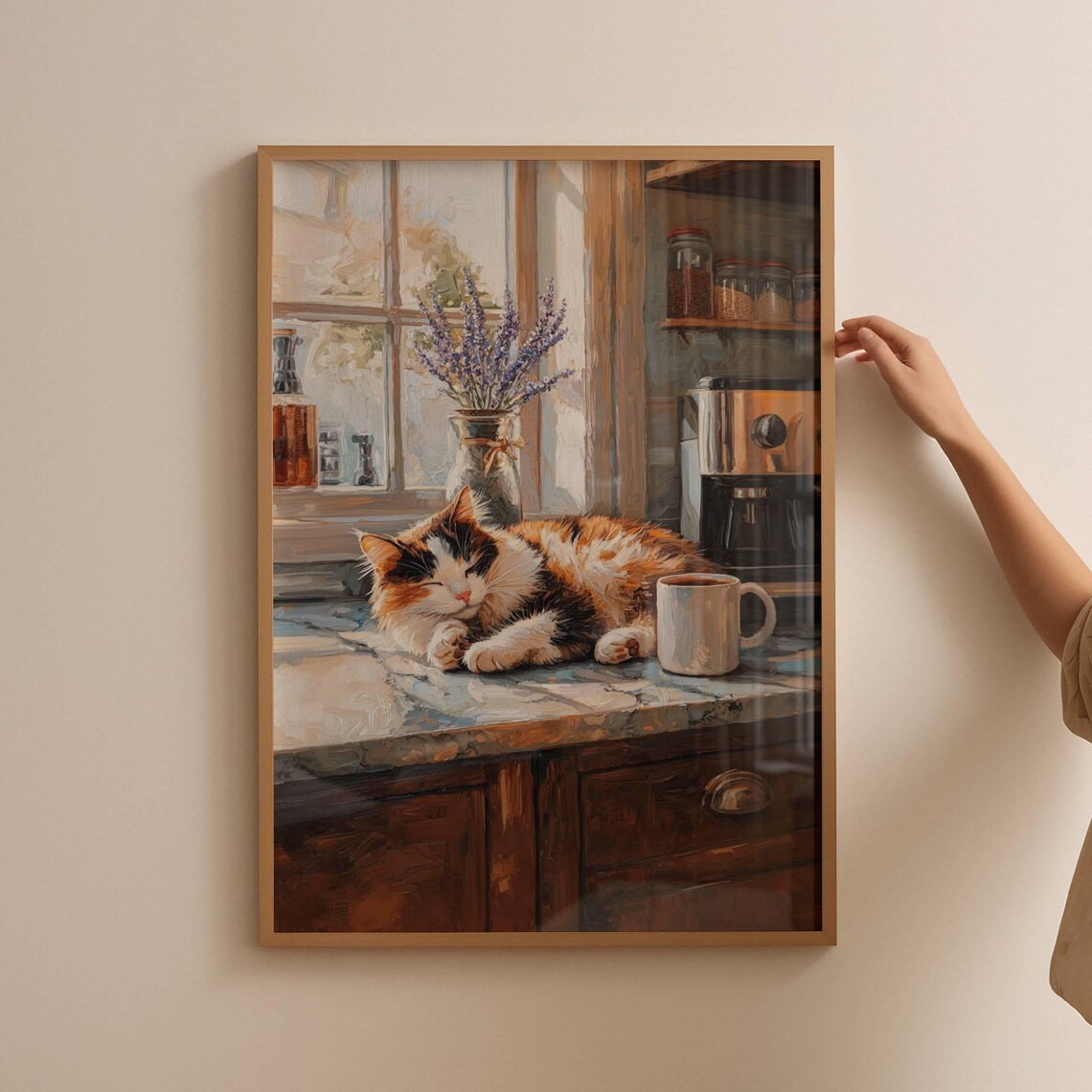 Calico Cat Coffee Bar Poster, Kitchen Cat Art - Image 2