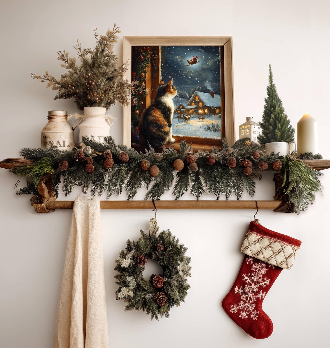 Calico Cat Christmas, Festive Holiday Art Print - Image 6