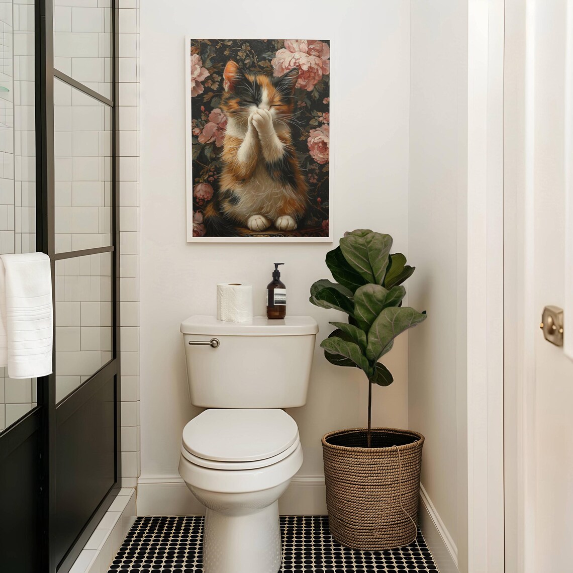 Funny Cat Bathroom Toilet Humor Art Print, Cat Lover Gift - Image 4