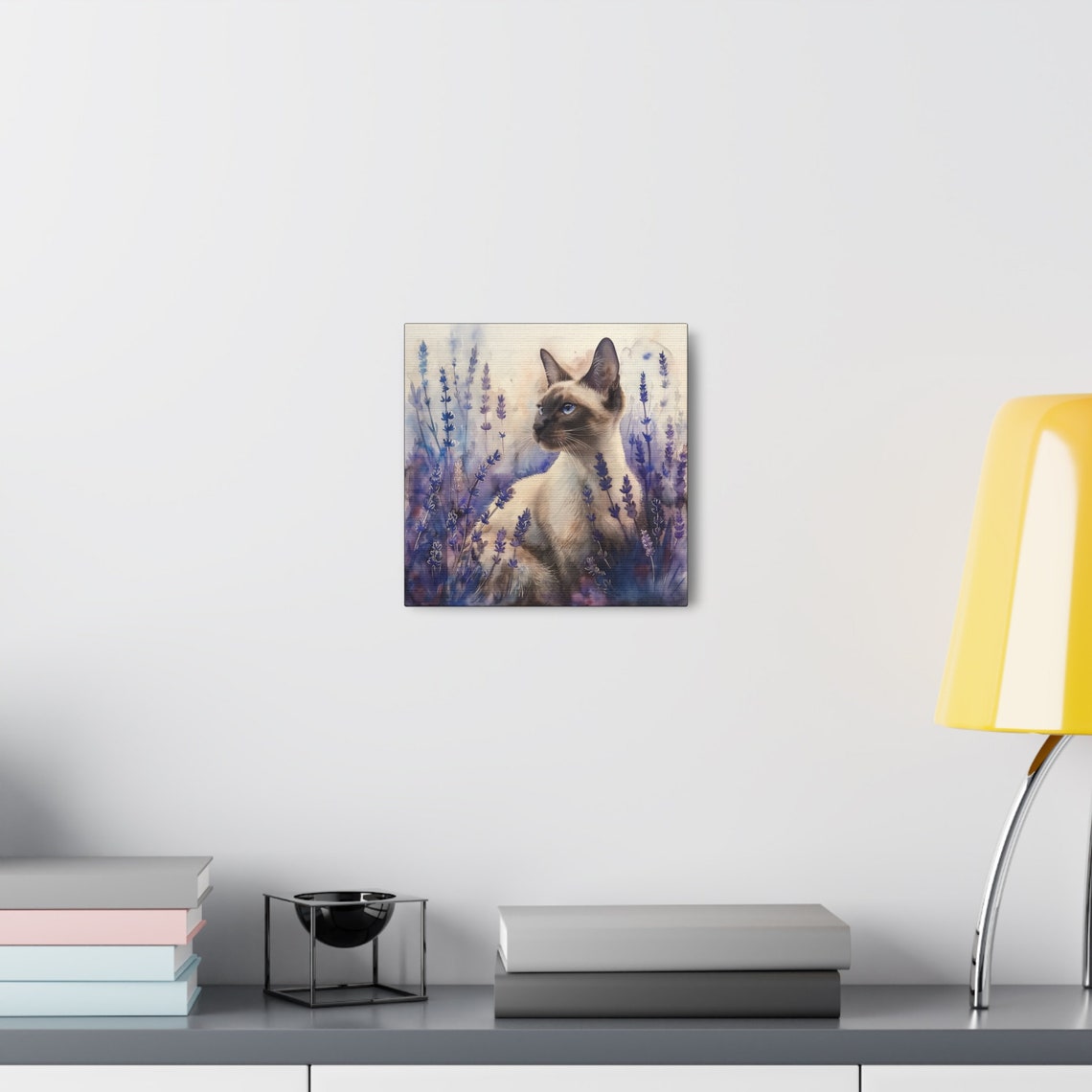 Elegant Siamese Cat Sitting Among Lavender Flowers Watercolor Poster - Image 5