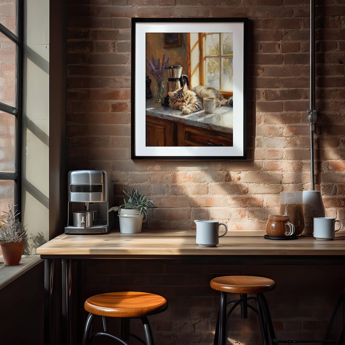 Tabby Cat Coffee Bar Kitchen Decor Poster Print - Image 7