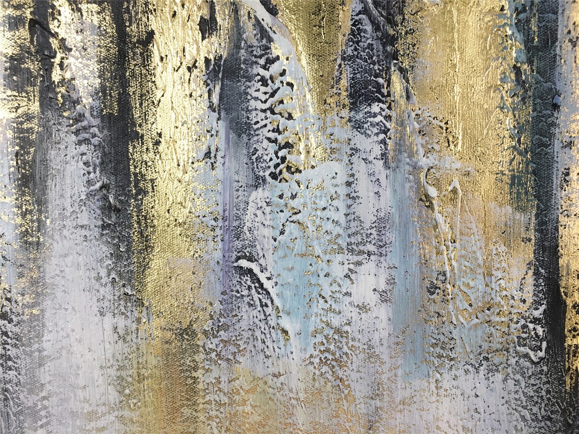 Gold Leaf Abstract Painting, Living Room Wall Decor - Image 5