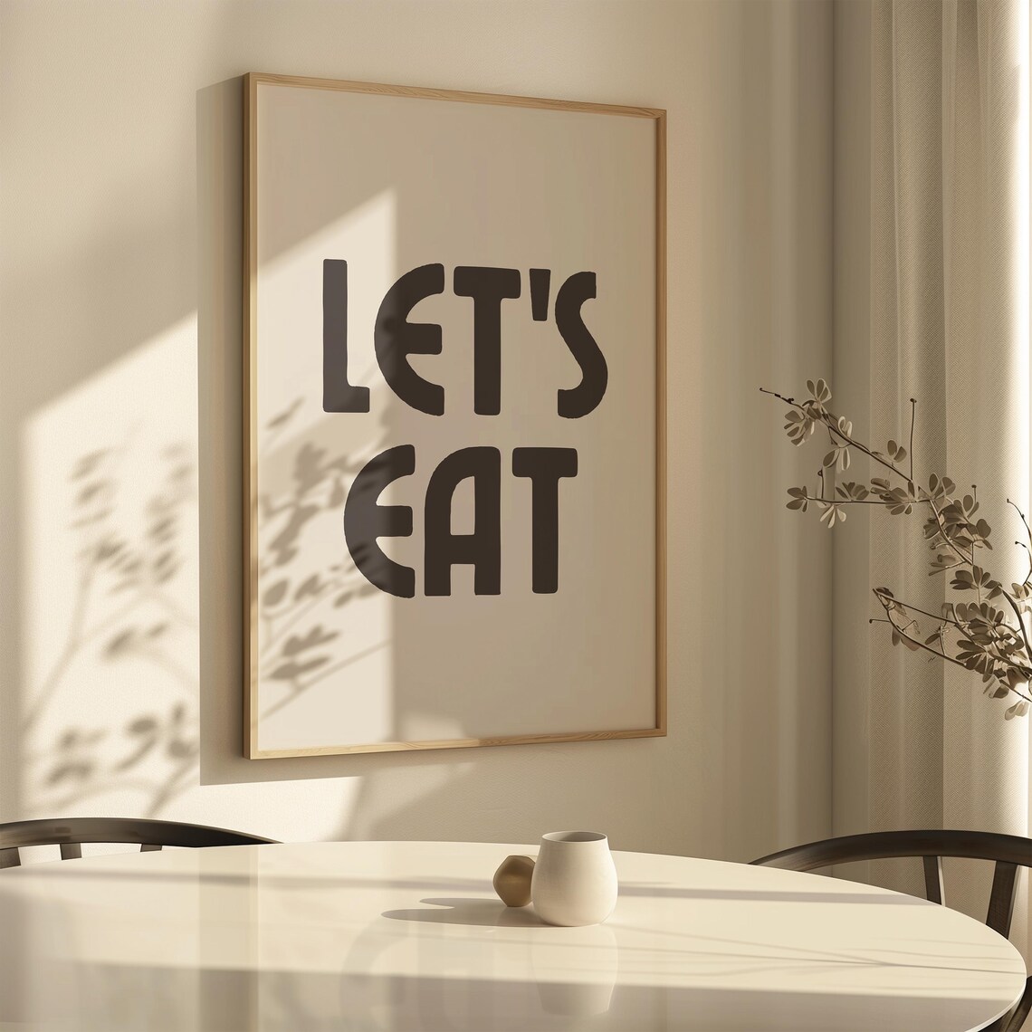 Lets Eat Bold Black Retro Typography Cream Kitchen Dining Room Sign Poster - Image 3