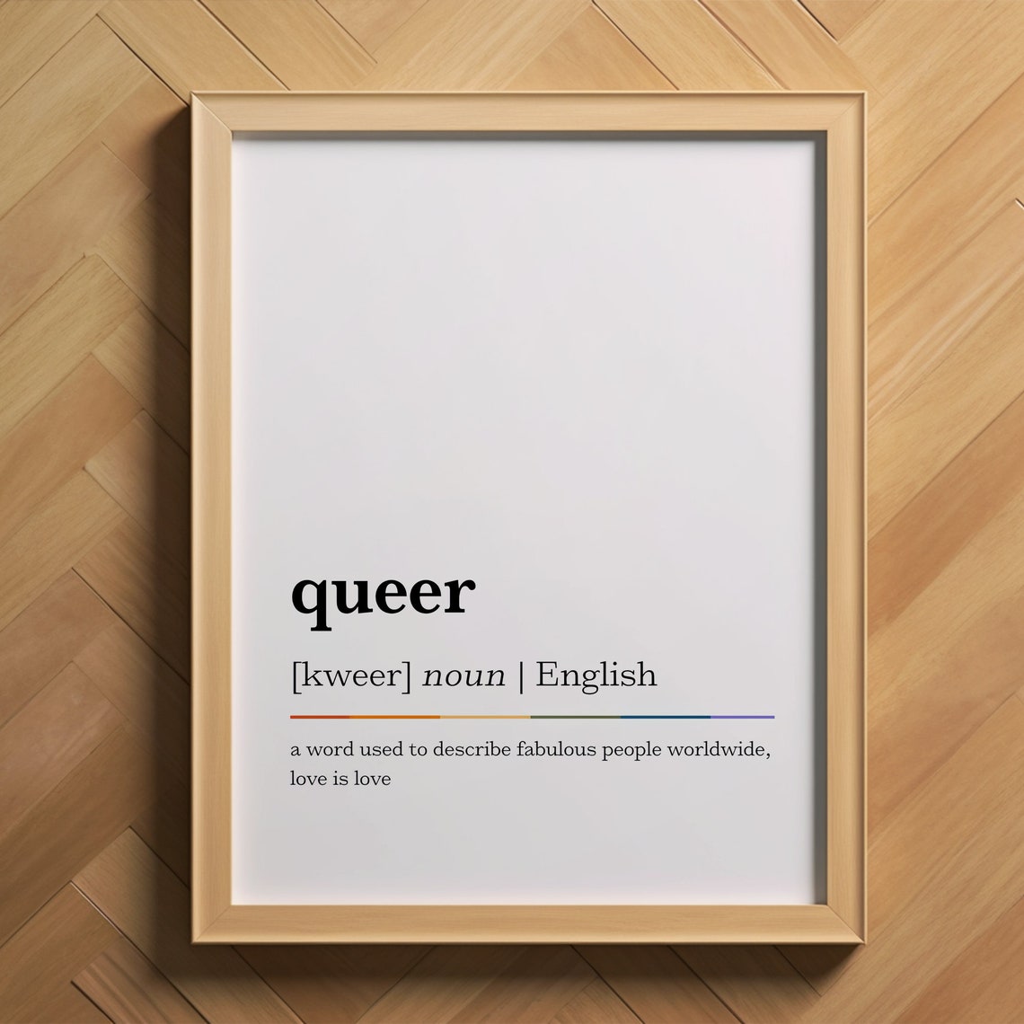 Queer Dictionary Definition Love Is Love Rainbow Line Poster - Image 2