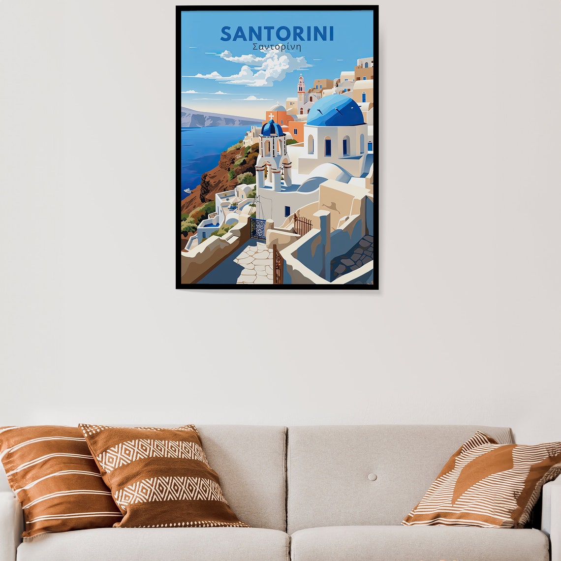 Santorini Greece Blue Domes Caldera View Summer Travel Poster - Image 2