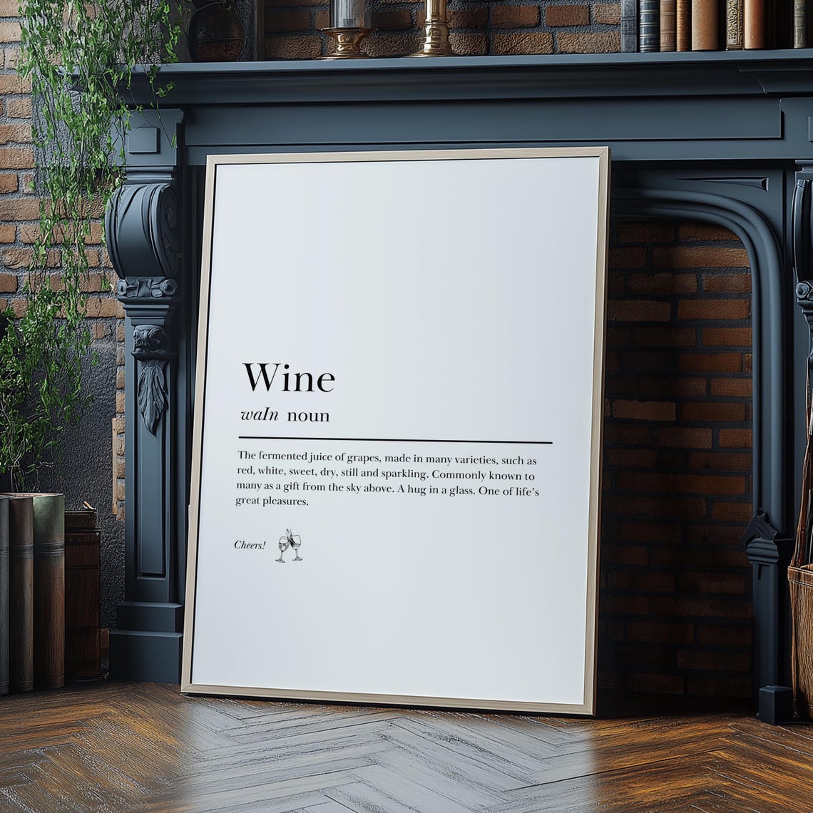 Wine Definition Dictionary Style Kitchen Funny Gift Typography Print